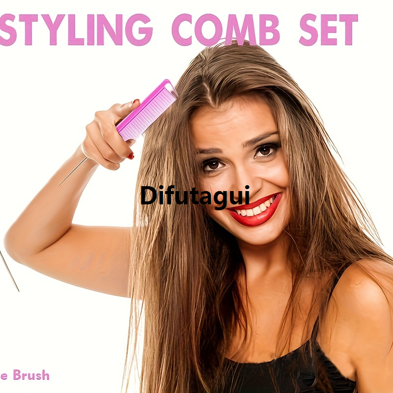 Difutagui Hairstyle Comb Sat Tail Bristles Ladies 8 Piece Hair Comb Fifty percent discount Nylon Brush Edge Control Brush Professional Matching Tool