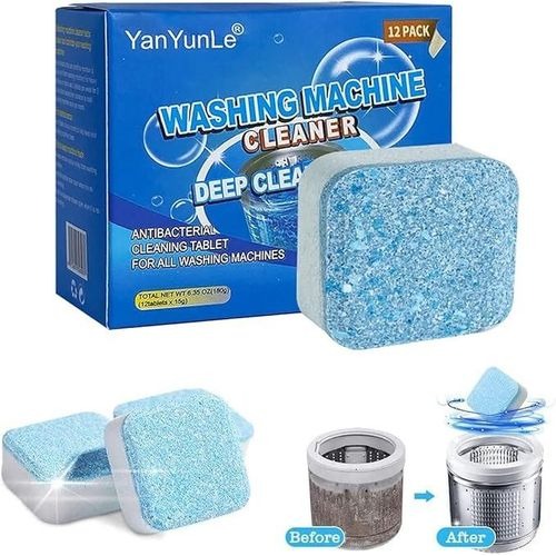Washing Machine Cleaning Tablets 12PCS/Set Washing Machine Cleaner Deep Cleaning Remove Odor Deodorize & Remove Mold Washing Machine Decontamination