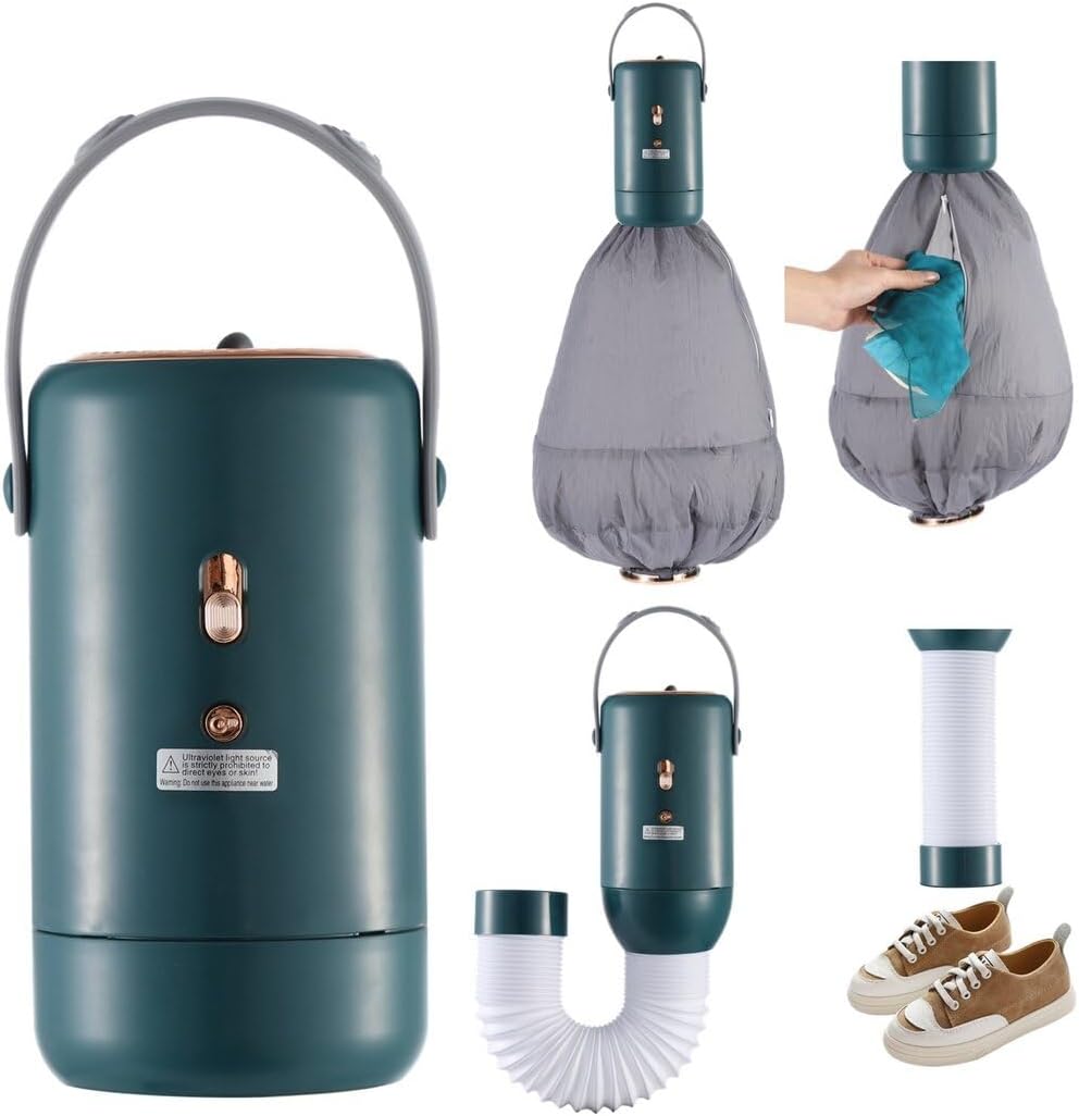 Mini Dryer with Telescopic Tube, 3-in-1 Dryer Heater Ultraviolet Lamp, Small Clothes Drying Machine, Portable Dryer for Home and Travel Use, Multi-function Dryer for Underwear, Swimwear, Socks, Pet Do
