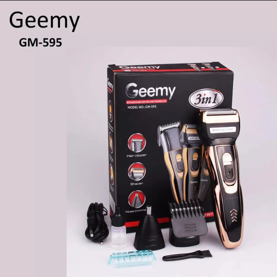 Geemy GM-595 Rechargeable Electric 3 In 1 Trimmer
