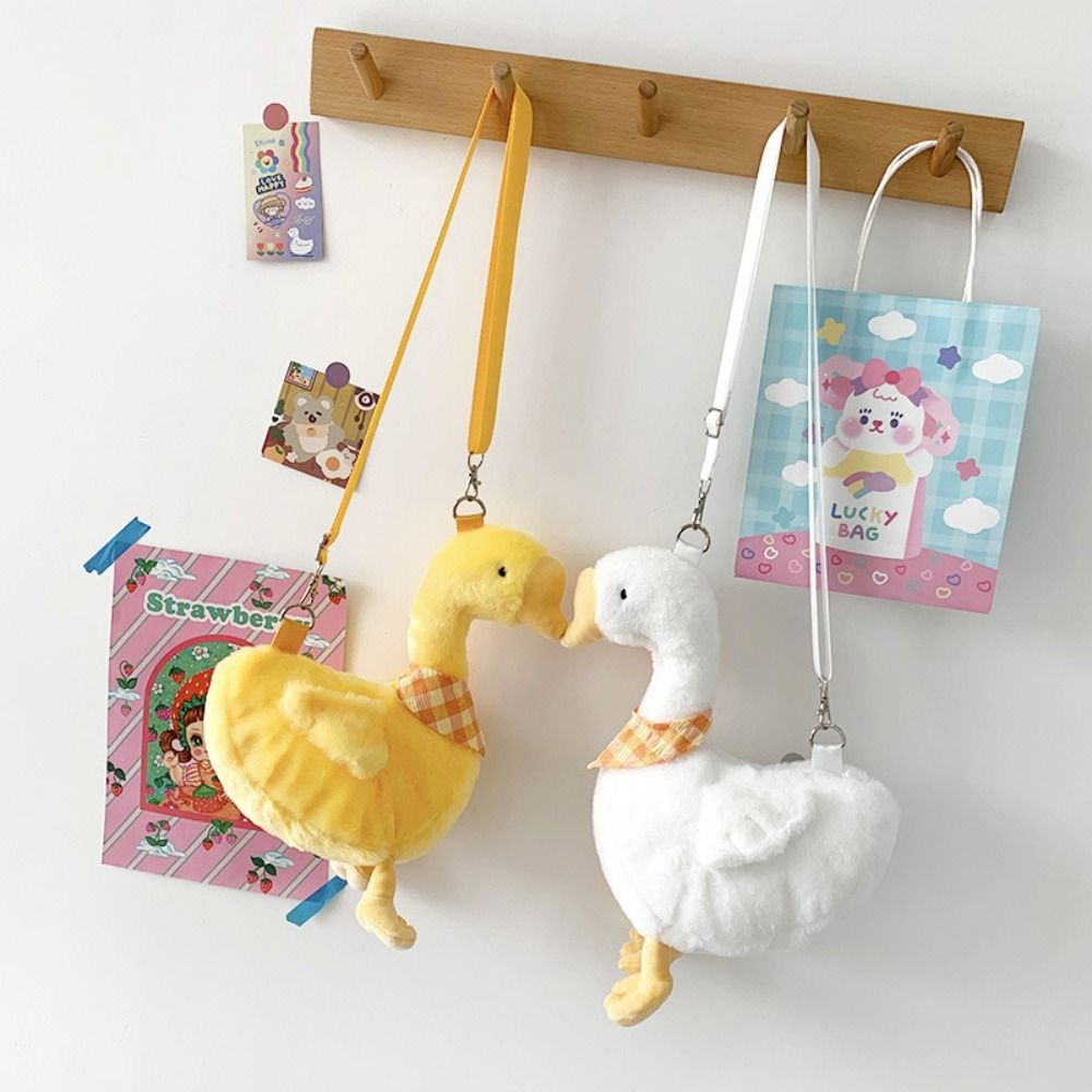 Minimalist Cartoon Big White Goose Crossbody Bag Cute Soft Single Shoulder Bag High-capacity Duck Shape Doll Bags Female