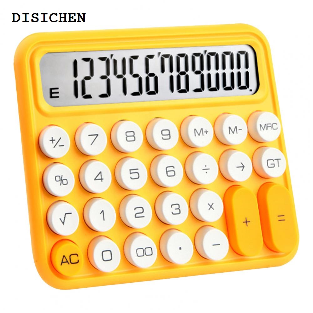 DISICHEN New style Mechanical Calculator 12-digit with Large LCD Display Convenient Precise Big Round Button Key Calculator