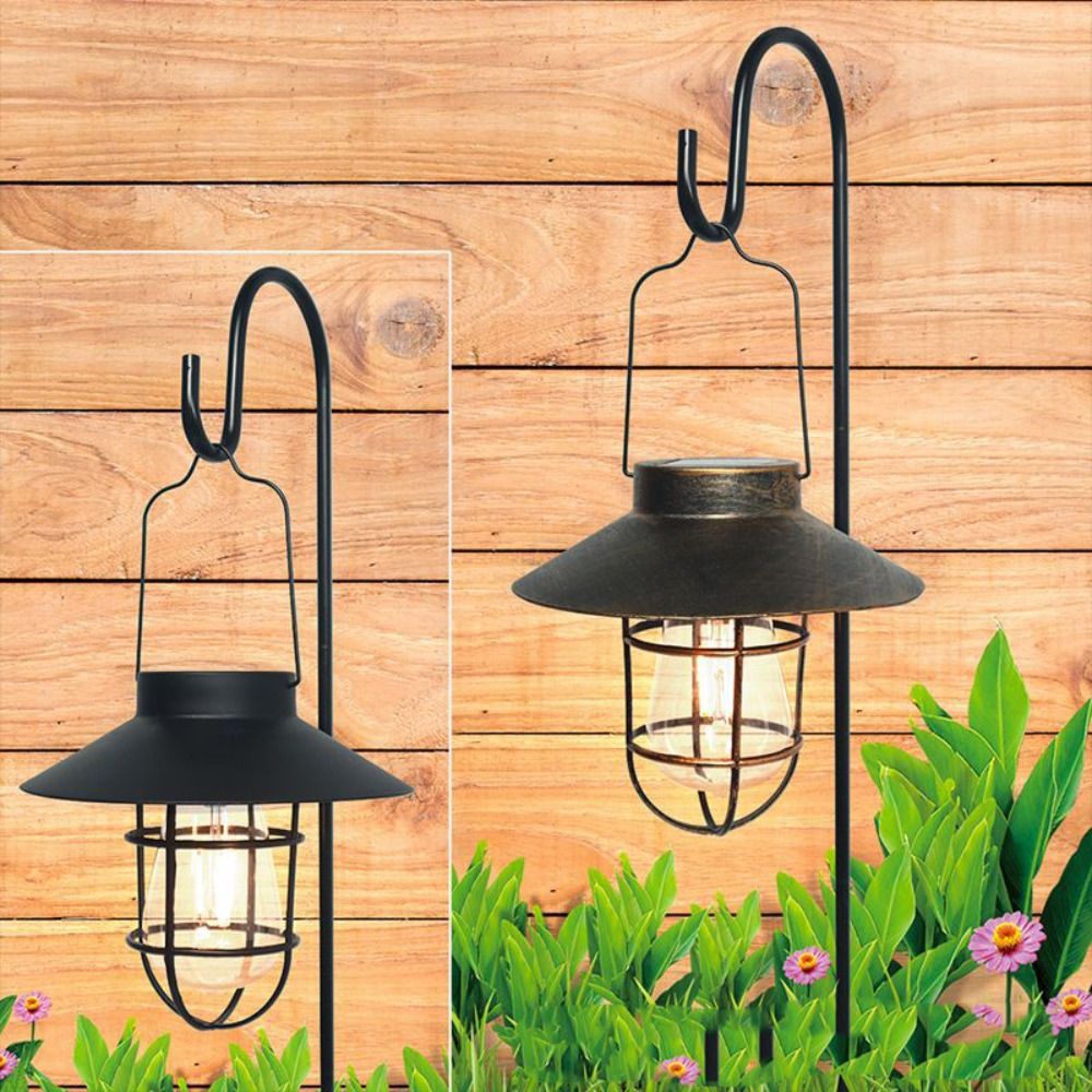 Garden Decoration Retro Solar Lantern Lamp Vintage Waterproof Hanging Tent Lamp with Tungsten Bulb Portable LED Oil Lamp Yard Lawn