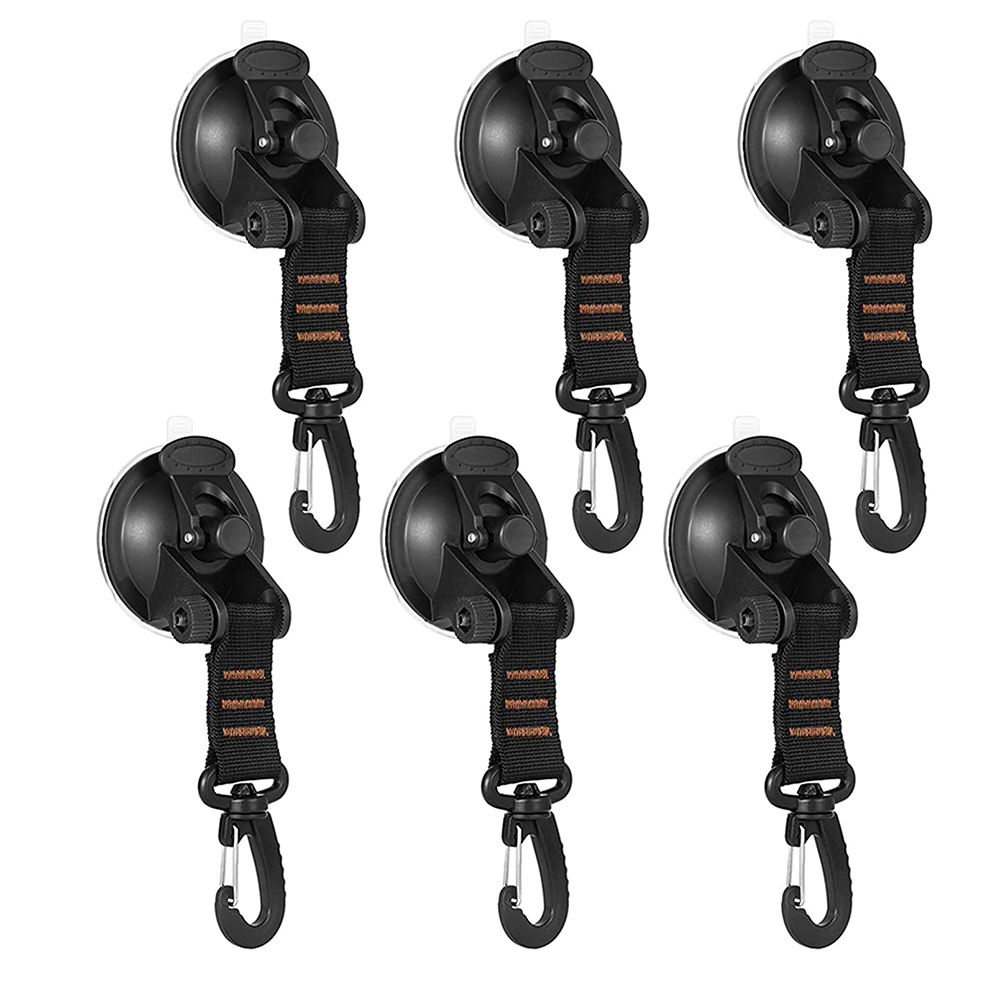 FORIDE 6 Pcs Heavy Duty Suction Cup Anchor with Securing Hook Tents Securing Hook for Car Side Awning Boat Camping Tarp Orange