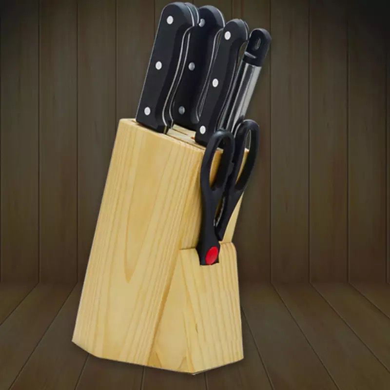Stainless Steel Kitchen Knife Set With Wood Stand 7PCS set BOS