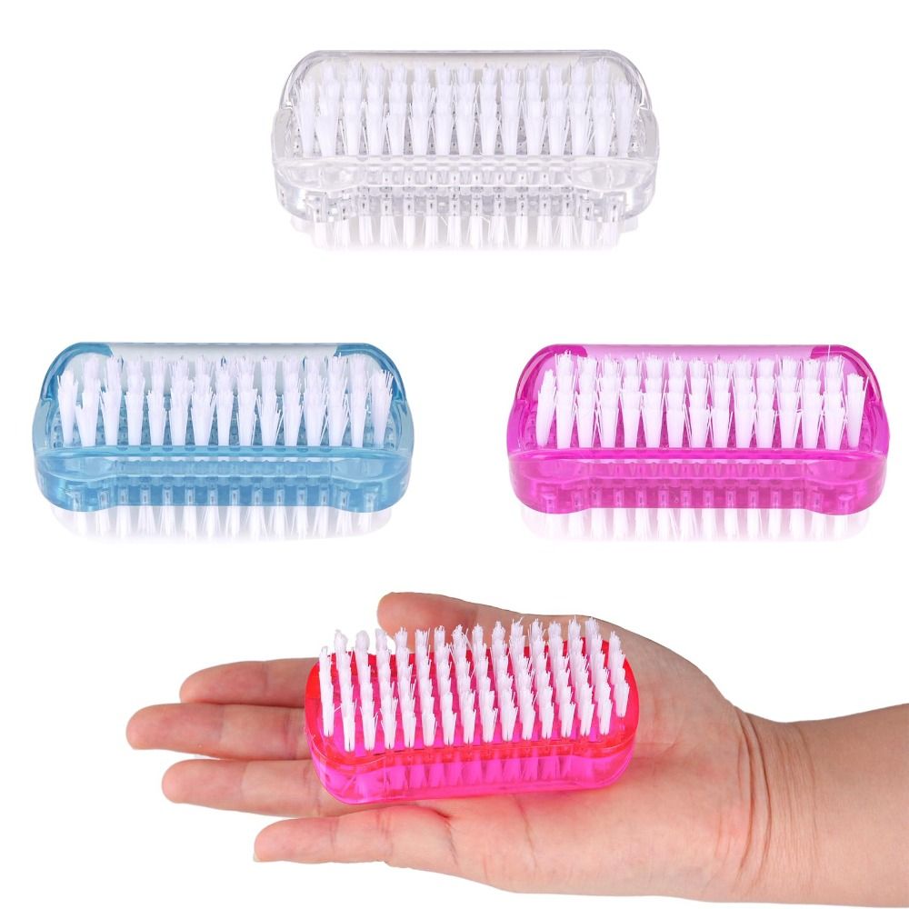 4pcs Durable Double-Sided Nail Cleaning Brush Plastic Multifunctional Nail Art Dust Brush Soft and Stiff Bristles Manicure Tool Cleaning Fingernails
