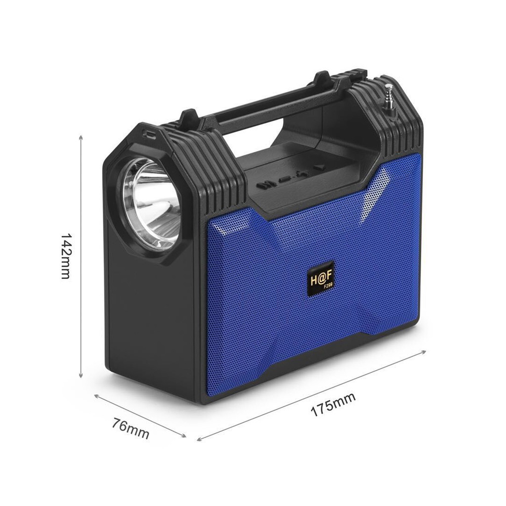 H@F HF-F299 Wireless Bluetooth 5.1 Portable Speaker Solar Rechargeable Torch Light FM Radio TF Slot