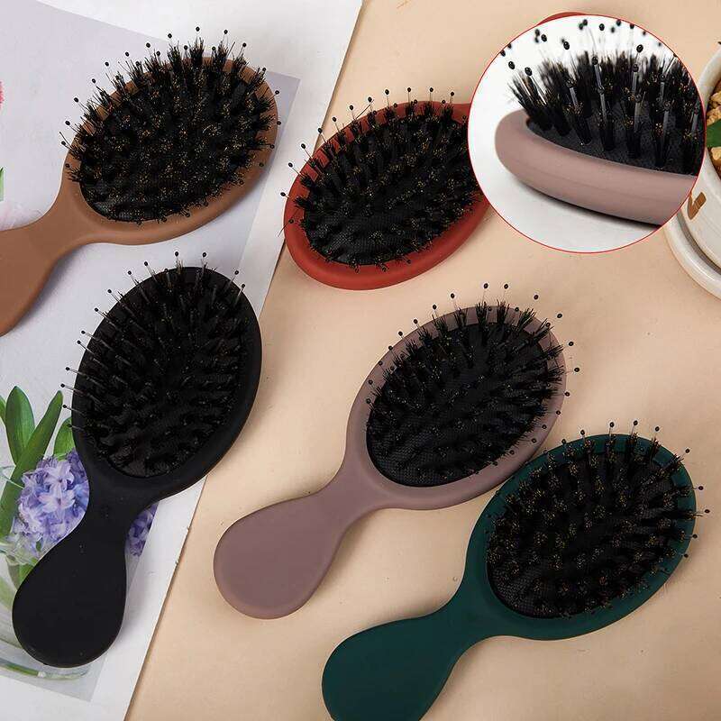 1PC Oval Boar Bristle & Nylon Mini Anti-static Scalp Massage Comb Hairbrush Salon Hair Care Brush Styling Tool