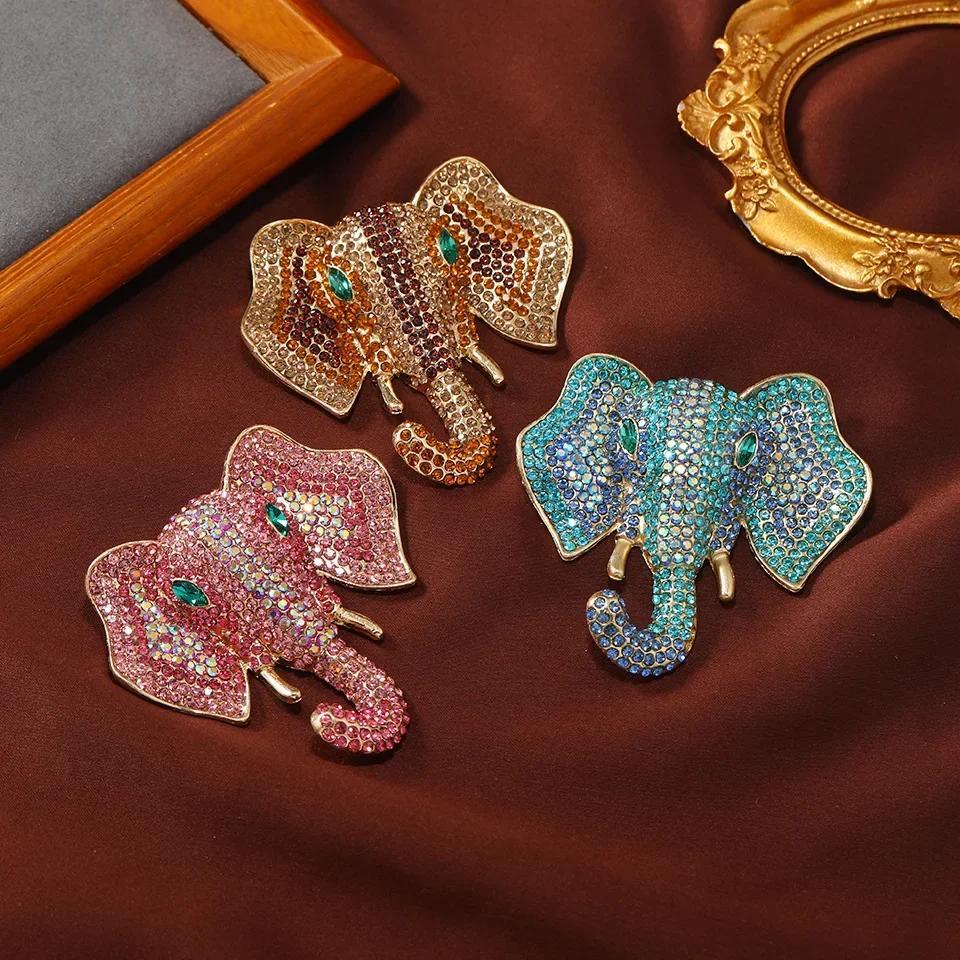 New Large Size Luxury Elephant Brooch Unisex Personality Animal Pin Men's Fashion Design Winter Coat Coat Accessories