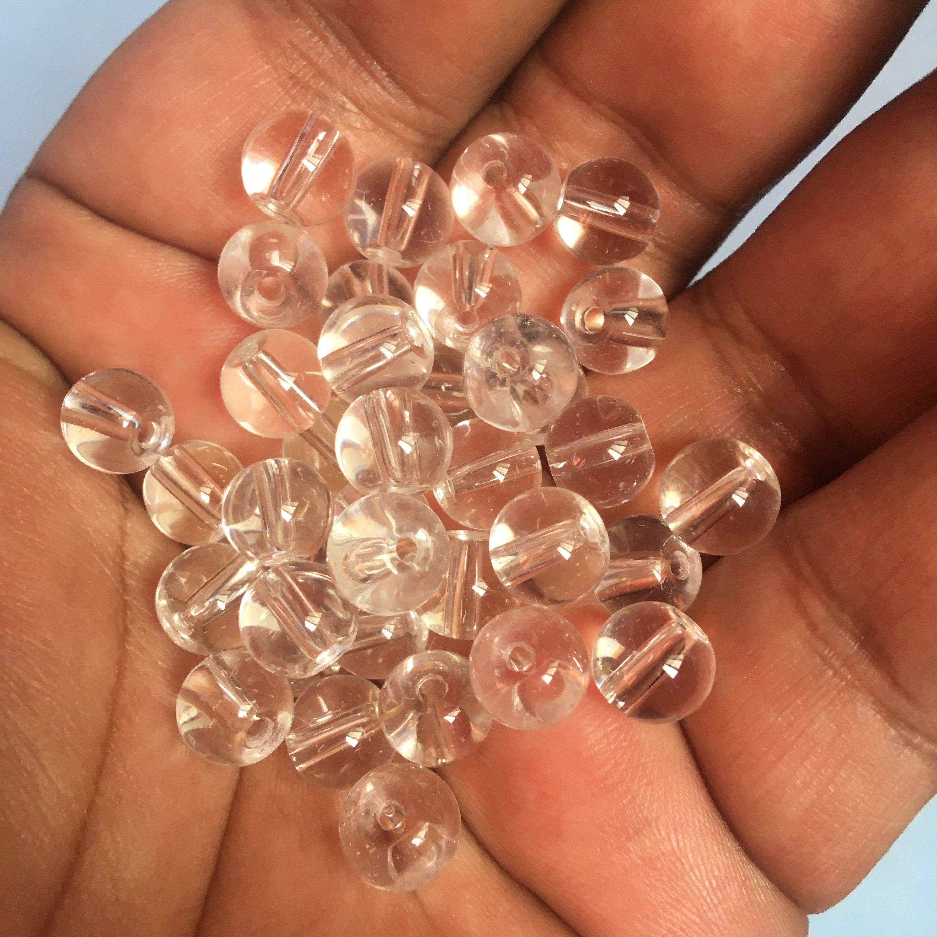 8mm Colorful Loose Glass Beads Round For Jewelry Making. 24 Pieces. DIY Accessories. Free 1 Meter Cotton & Elastic Thread