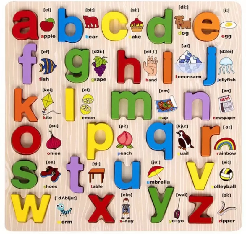 3D Wooden Capital Alphabet Puzzles with Animals - Montessori Educational Learning ABC