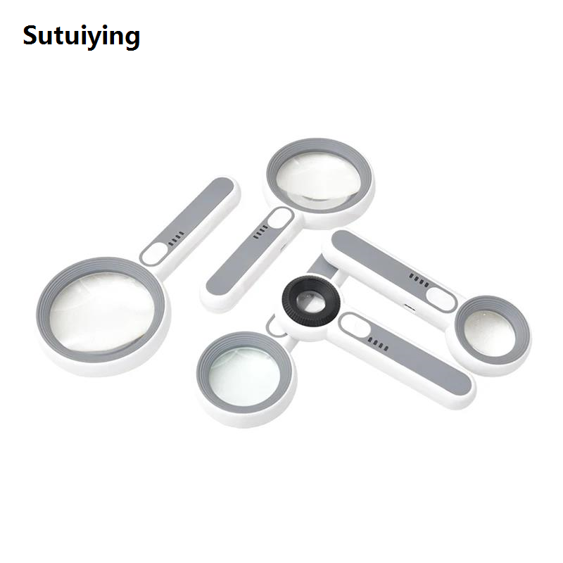 Sutuiying 1PC Illuminated Magnifier Handheld3 Lighting Modes Rechargeable Magnifying Glass for Seniors Reading Jewelry Watch Reading Loupe