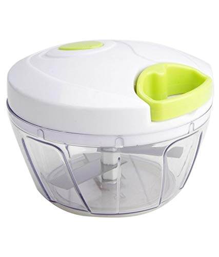 National Chopper Vegetable Cutter for Kitchen Cutter Handy Mini Round Shape with 3 Blades 450 Ml Plastic Multicolor