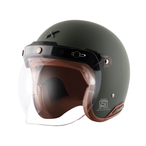 Axor Jet Leather Half Face Single Visor ECE/DOT Certified Helmet