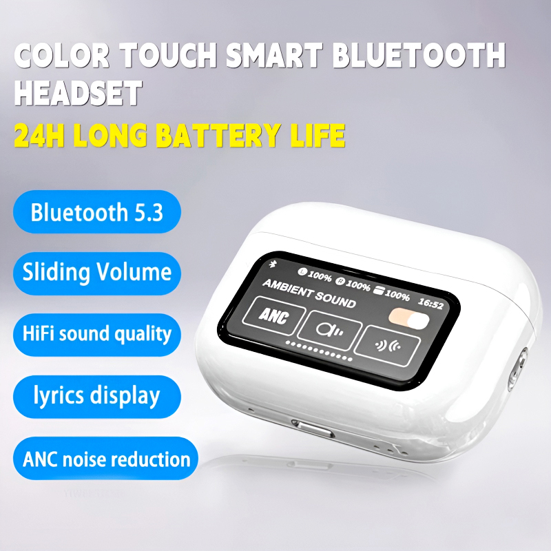 Vylon A9 Pro Touch Screen AirPods Pro - Advanced ANC Wireless Earbuds with Bluetooth 5.0, LCD Battery Display, Pop-Up Pairing, Super Bass Sound, Long Battery Life, and Noise-Canceling Mic for Crystal-Clear Calls