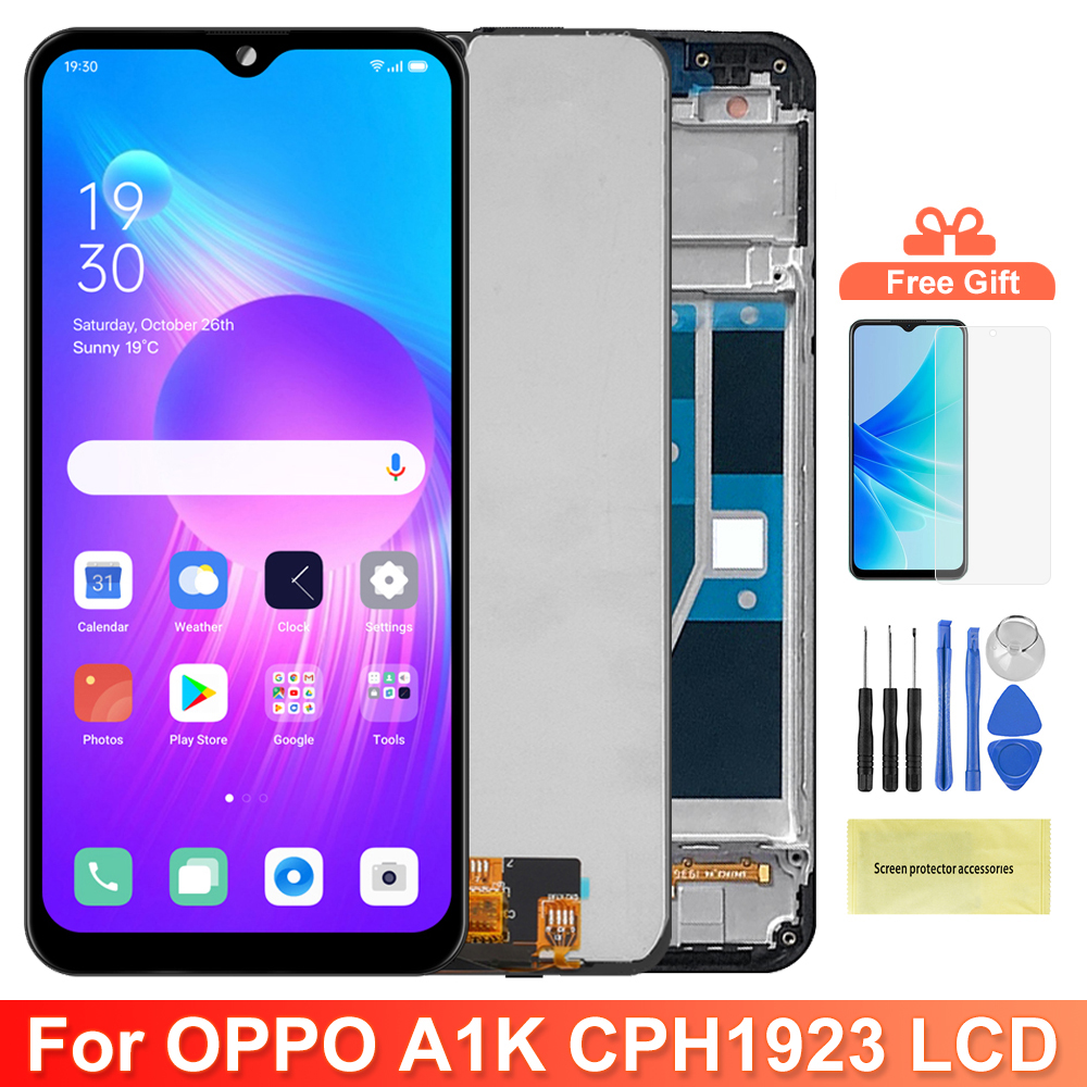 New specials 6.1| Realme C2 RMX1941 Display Screen with Frame, for Oppo A1k CPH1923 Lcd Display Digital Touch Screen Assembly Replacement