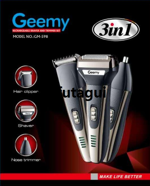 Difutagui Professional Rechargeable Geemy Gm-598 3IN1 Hair Clipper New style Nose Trimmer Shaver Men and Women Personal Care Set.