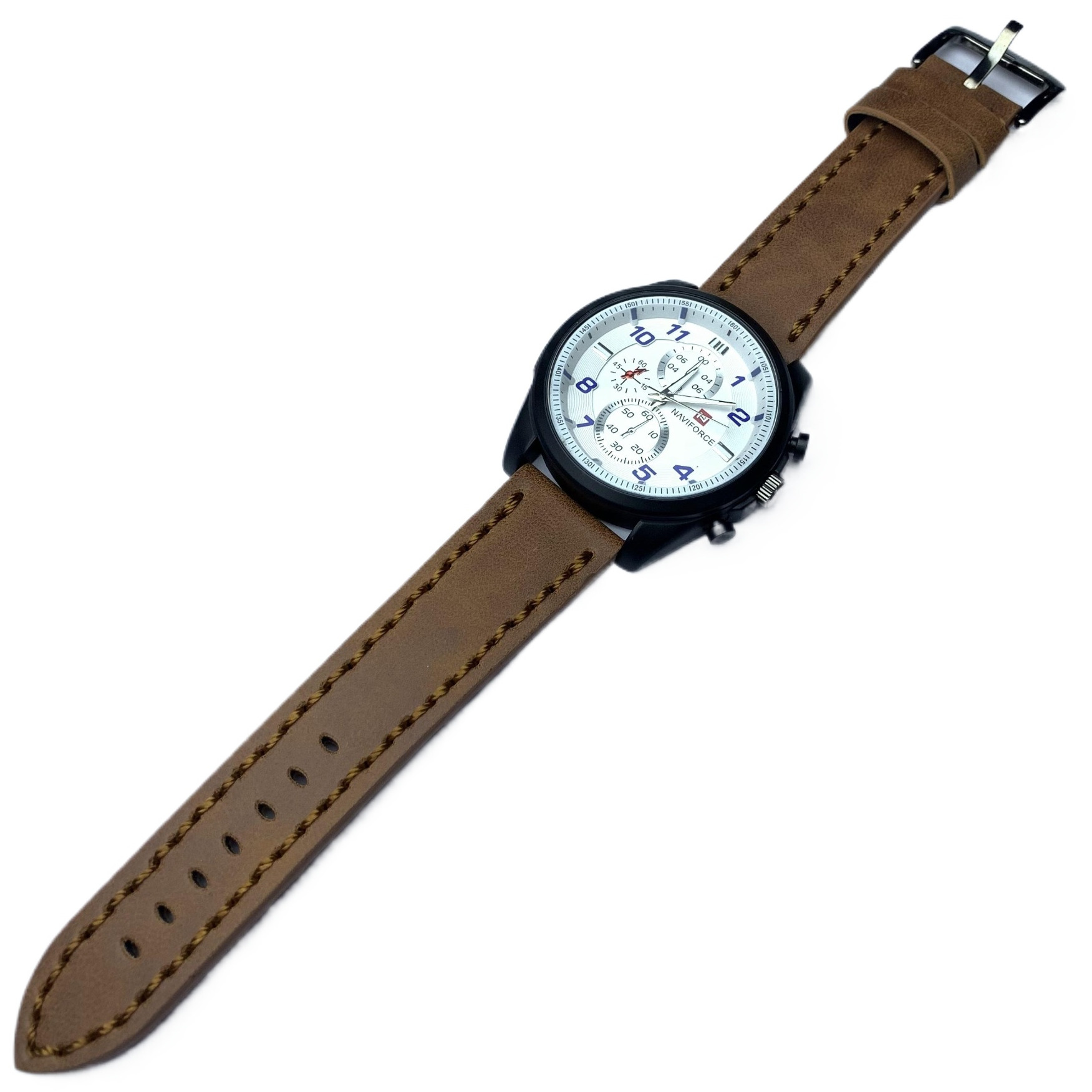 Round White Dial Brown Leather Belt Best Quality Waterproof Fashionable Watch For Men