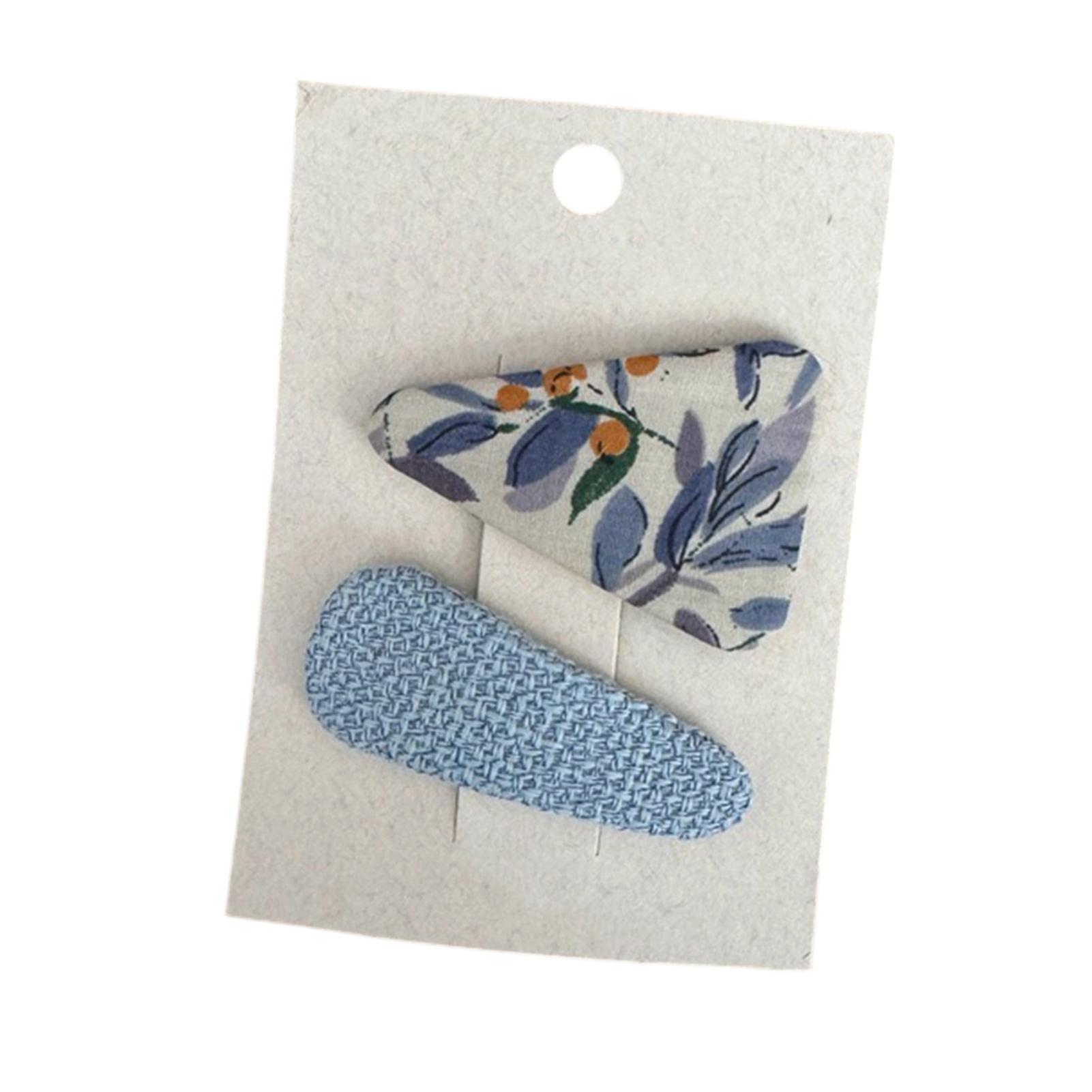 Trendygirl Non-pulling Hairpin 2pcs Girls Hair Clips Cat Flower Design Plaid Fabric Wrapped Embroidery Hairpins Cute Spring Summer for Women