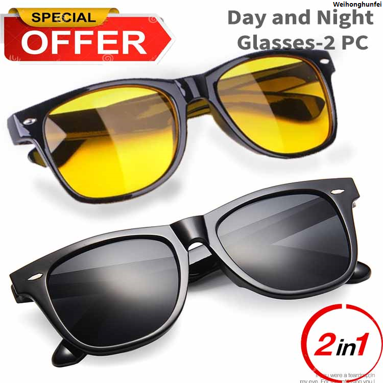 WeihonghunfeiSales promotion Modern Night Vision Sunglasses 2 in 1 Sunglasses for Men and Women Two sunglasses in One pack 3