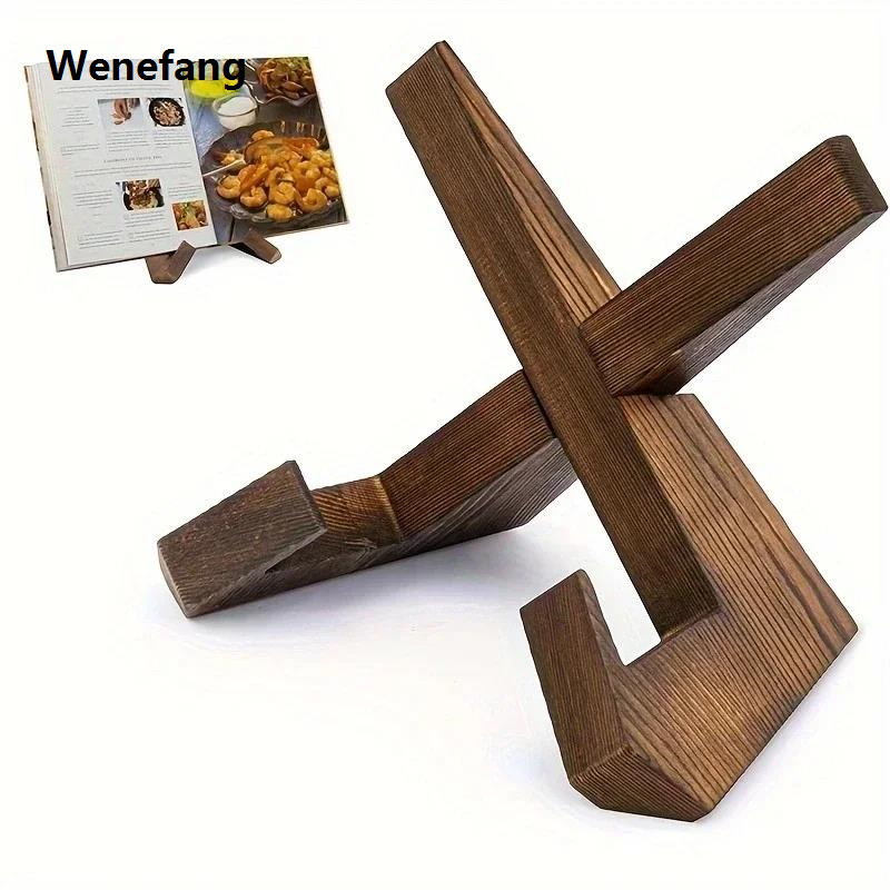 Wenefang 1pcs Wooden Cookbook Stand Flat Stand Base Kitchen Cookbook Bargain price Stand Reading Stand Wooden Record Stand Resding Stand