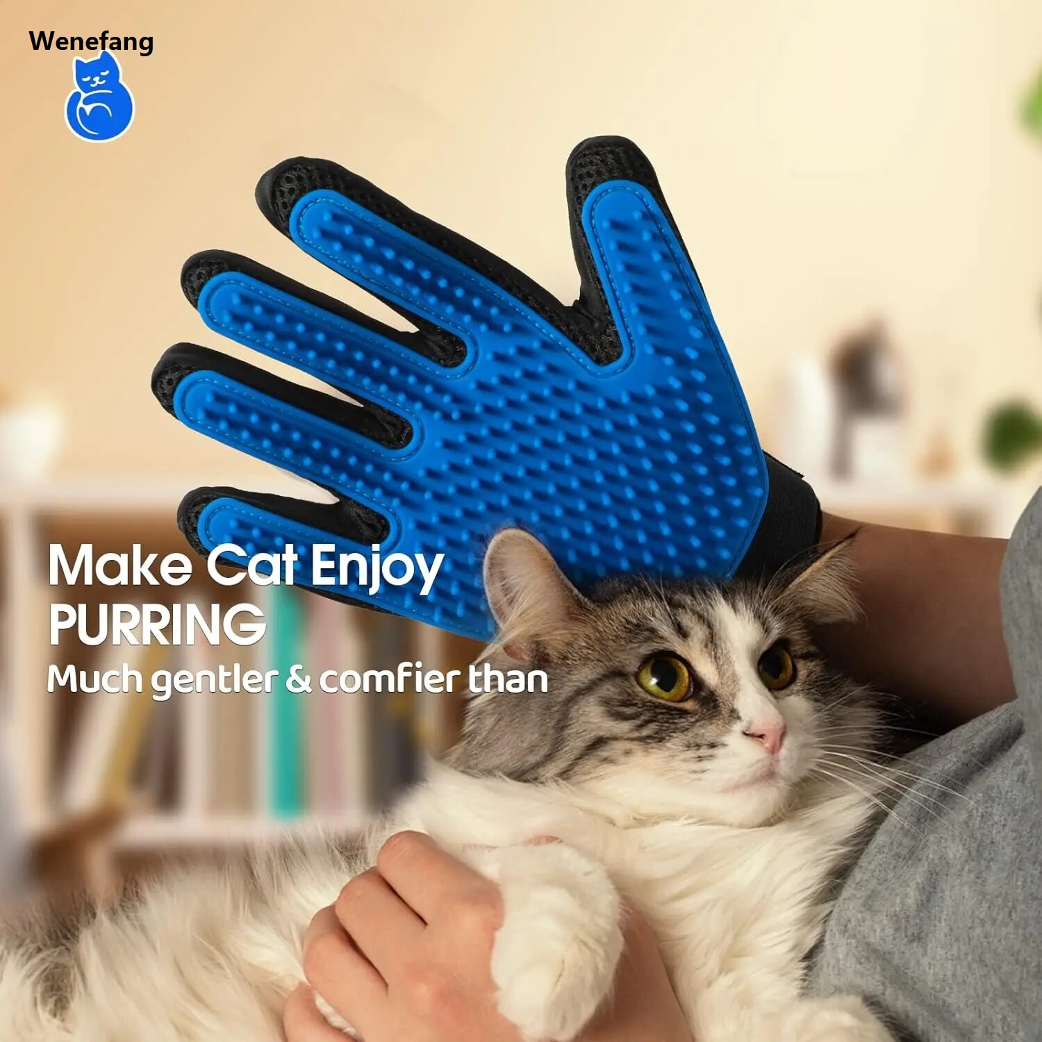 Wenefang transparent bag Dog Grooming Mitt Pet Glove Brush Fur Hair Remover Deshedding Hand Massage