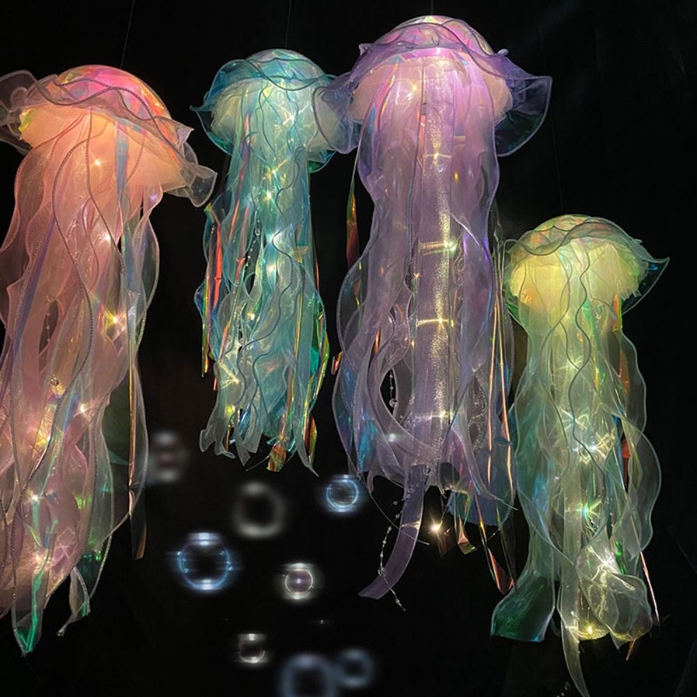 DIY Jellyfish Shape Night Light Hanging Ornament Room Decoration Jellyfish lamp Portable Lantern