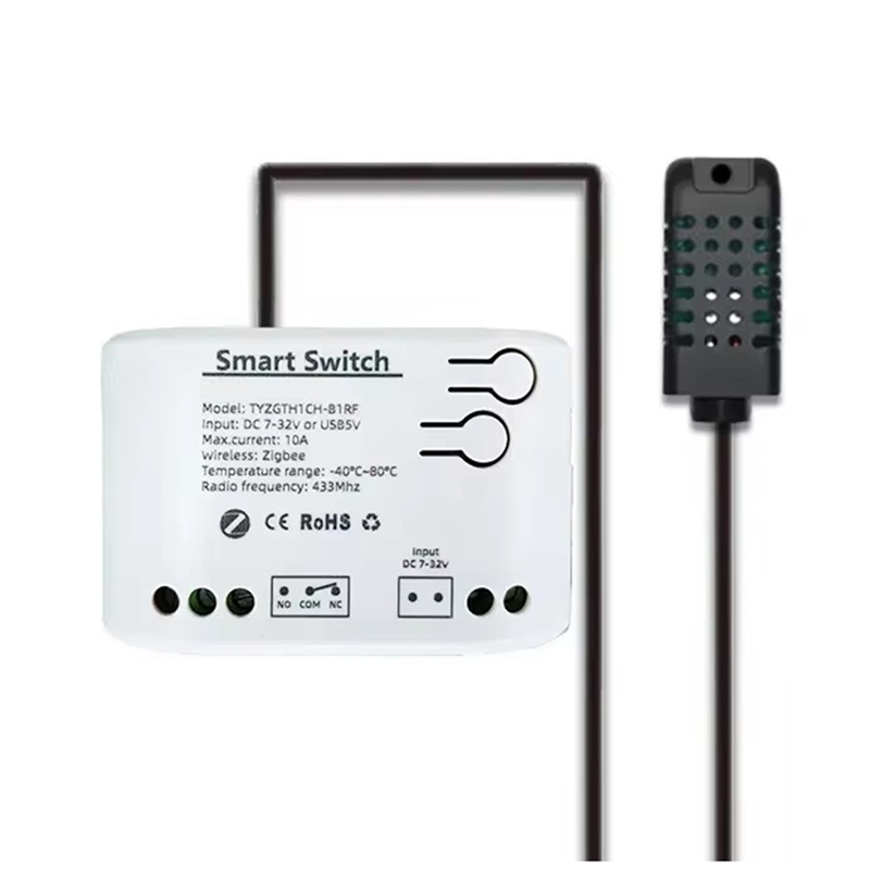 2X Tuya Zigbee 1 Gang Smart Switch with Temperature Humidity Sensor,Tuya Smart Life APP, AC85-250V