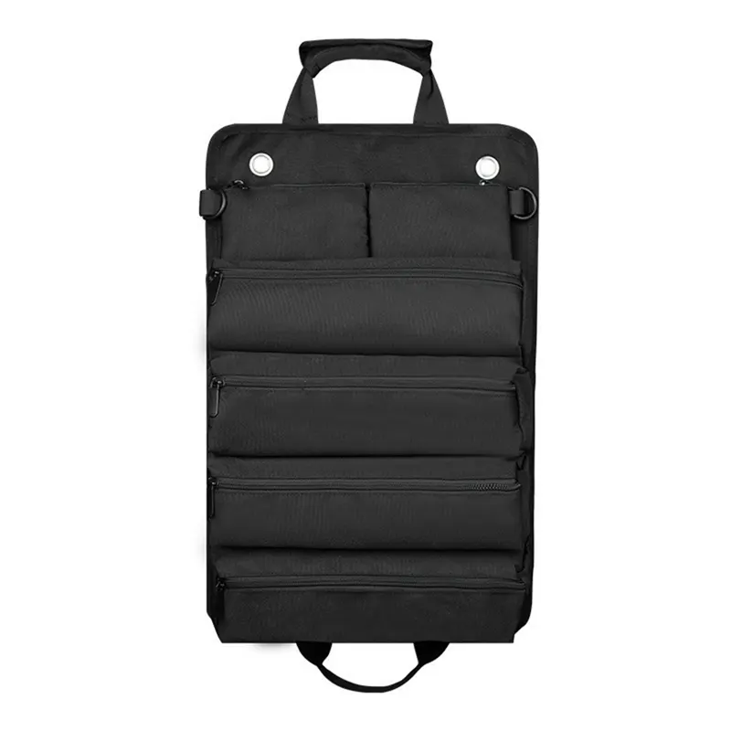 Multifunctional Portable Oxford Cloth Household Car Tool Storage Roll Bag Hardware Kit Electrician Toolbag Black Easy Install Easy to Use