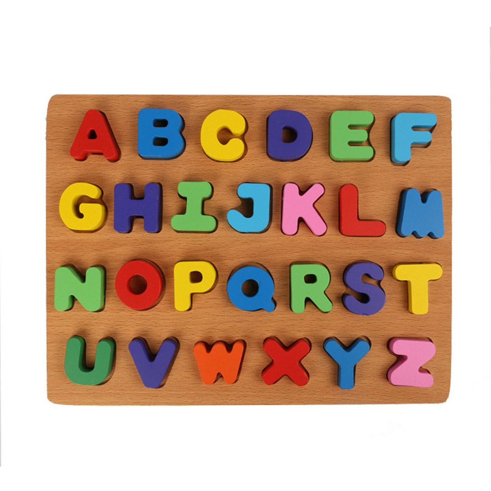 Wooden Puzzle English Alphabets (A-Z) Blocks Board, Preschool Learning & Education Teaching Montessori Toy for Kids
