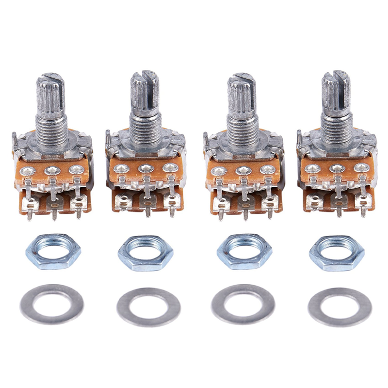 FORIDE 4 Pcs B50K 50K Ohm 6 Terminals Dual Linear Rotary Taper Potentiometers