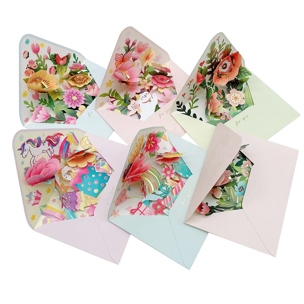 Surprise Romantic 3D Heart Tree Greeting Card Paper Sculpture Blessing Pop-Up Valentine's Day Cards Invitation with Envelope Wedding Blessing Card Birthday