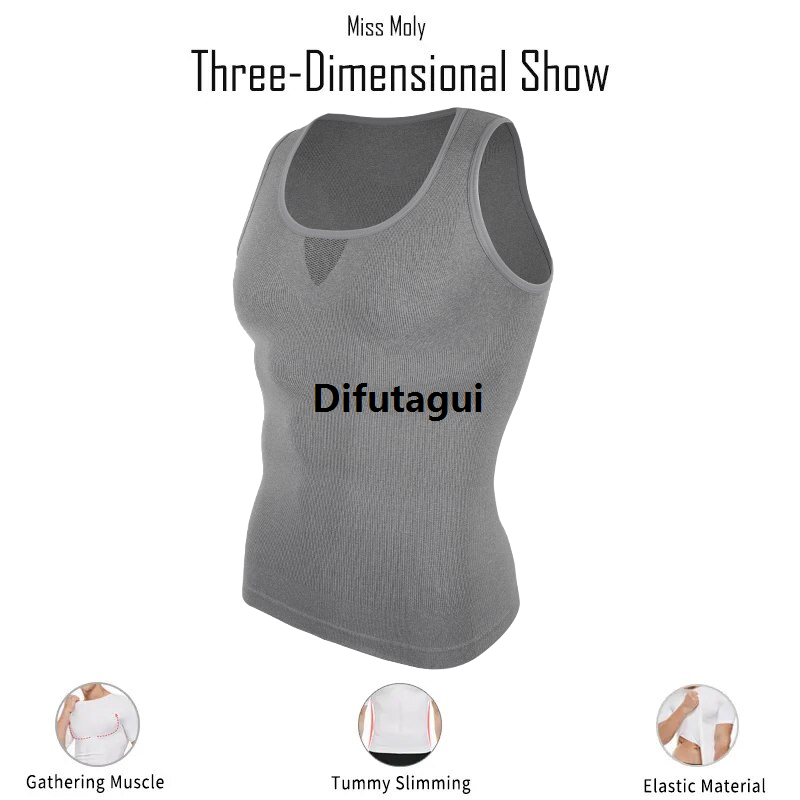 Difutagui Mens Slimming Body Shaper Compression Tank Top Undershirt Shapewear Luxury Flat Belly Fitness Workout Shirts Abdomen Slim Vest