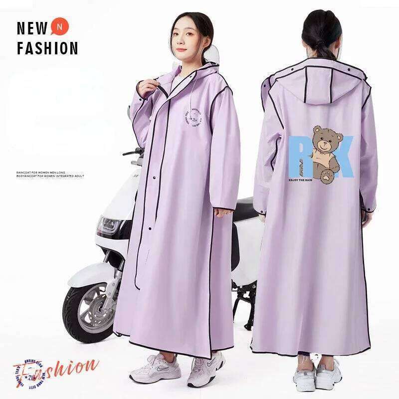 EVA Long Raincoat: Waterproof Zipper Gear for Men & Women. Reusable Poncho with Pants, Portable Outdoor Travel Rain Jacket
