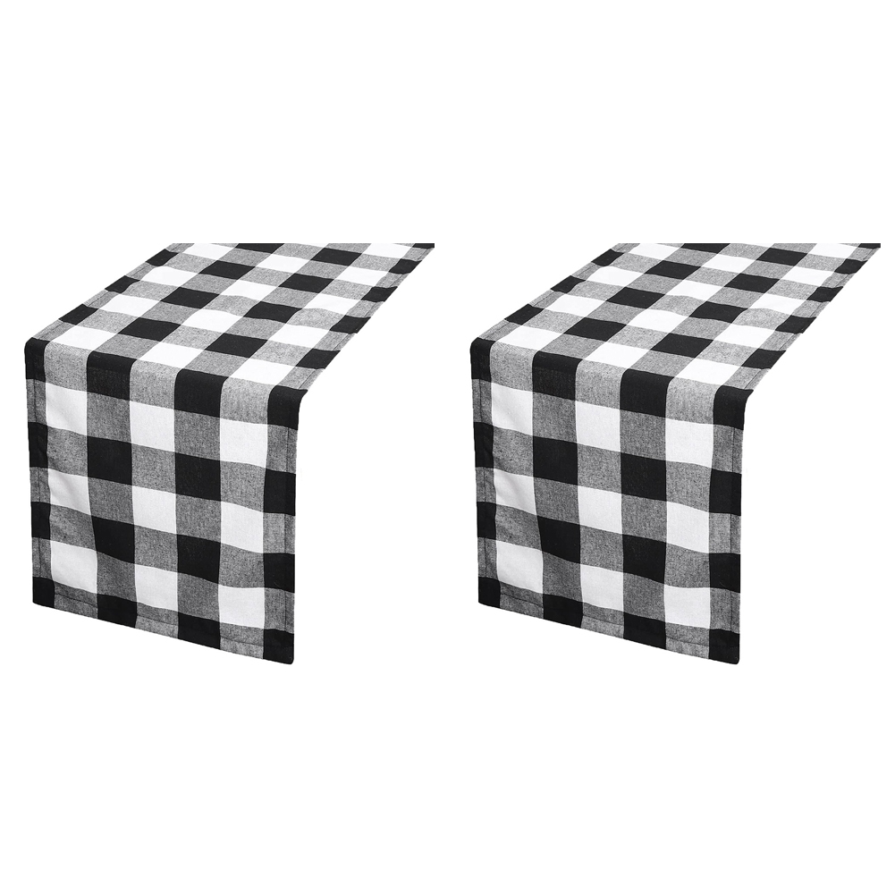 JINMY 2X Check 13X70Inch Black and White Table Runner,Dinner Table Runners for Christmas Events Home Decor