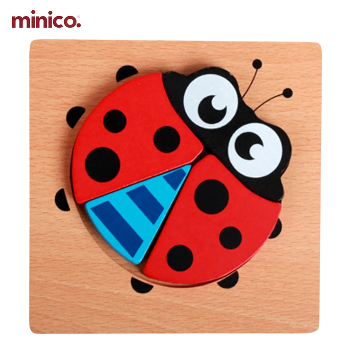 Minico Wooden Dinosaur Puzzle for Kids - 3D Jigsaw Block Puzzle - Educational Montessori Toy for Toddlers - Brain Teaser Shape Sorting Game