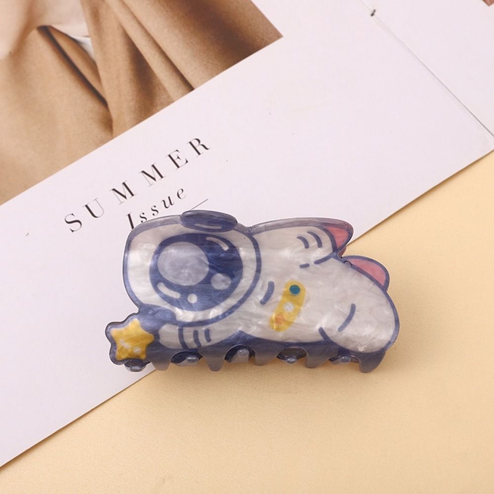 Elegant Simple Large Grab Clip Rose Geometric Shape Shark Clip Astronaut Plastic Hair Claw Headwear Female Hair Accessories Flower Hair Clip
