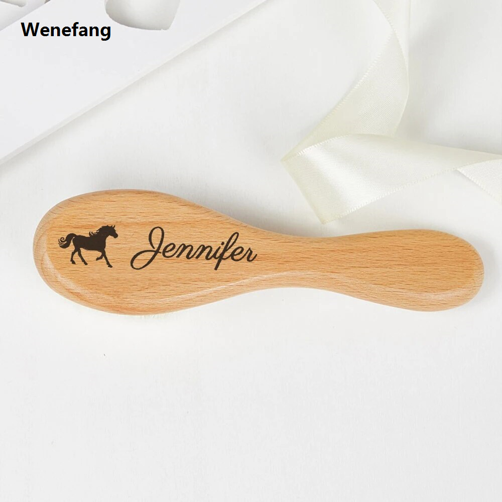 Wenefang Personalised Hair Brush Custom Engraved Bamboo Wood Brush Anti Static Comb Gift for Girls Gifts for Kids Baby Shower Gift