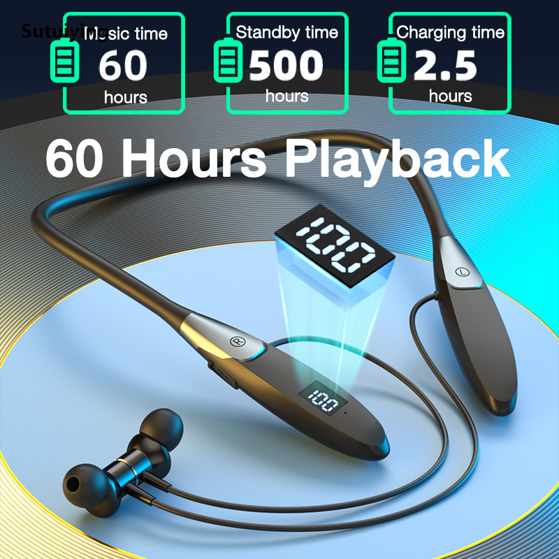 Sutuiying Neckband T2 Sports Neckband Bluetooth Headset Wireless Headphones V5.WS Earbuds Wireless Bluetooth Headphones with Microphone