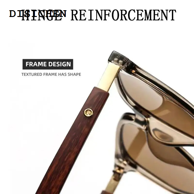 DISICHEN High Quality 2023 Retro Sunglasses For Men Fashion square Glasses Vintage Sunglasses Women Luxury Wood Anti-Blu-Ray Lens Eyewear