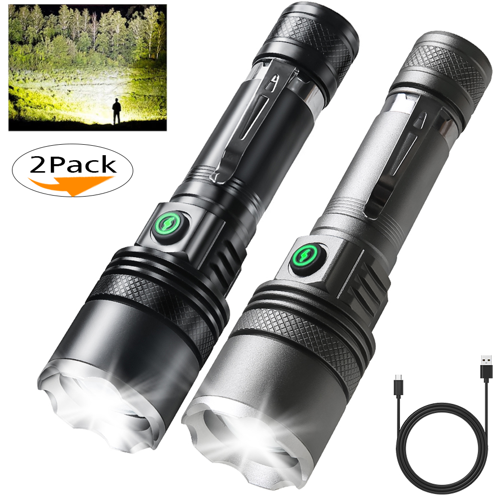 Sales promotion 2Pack Super Bright LED Flashlight Telescopic Zoom 3000LM Flashlight Waterproof Handheld Flash Working Emergency Camping Lantern