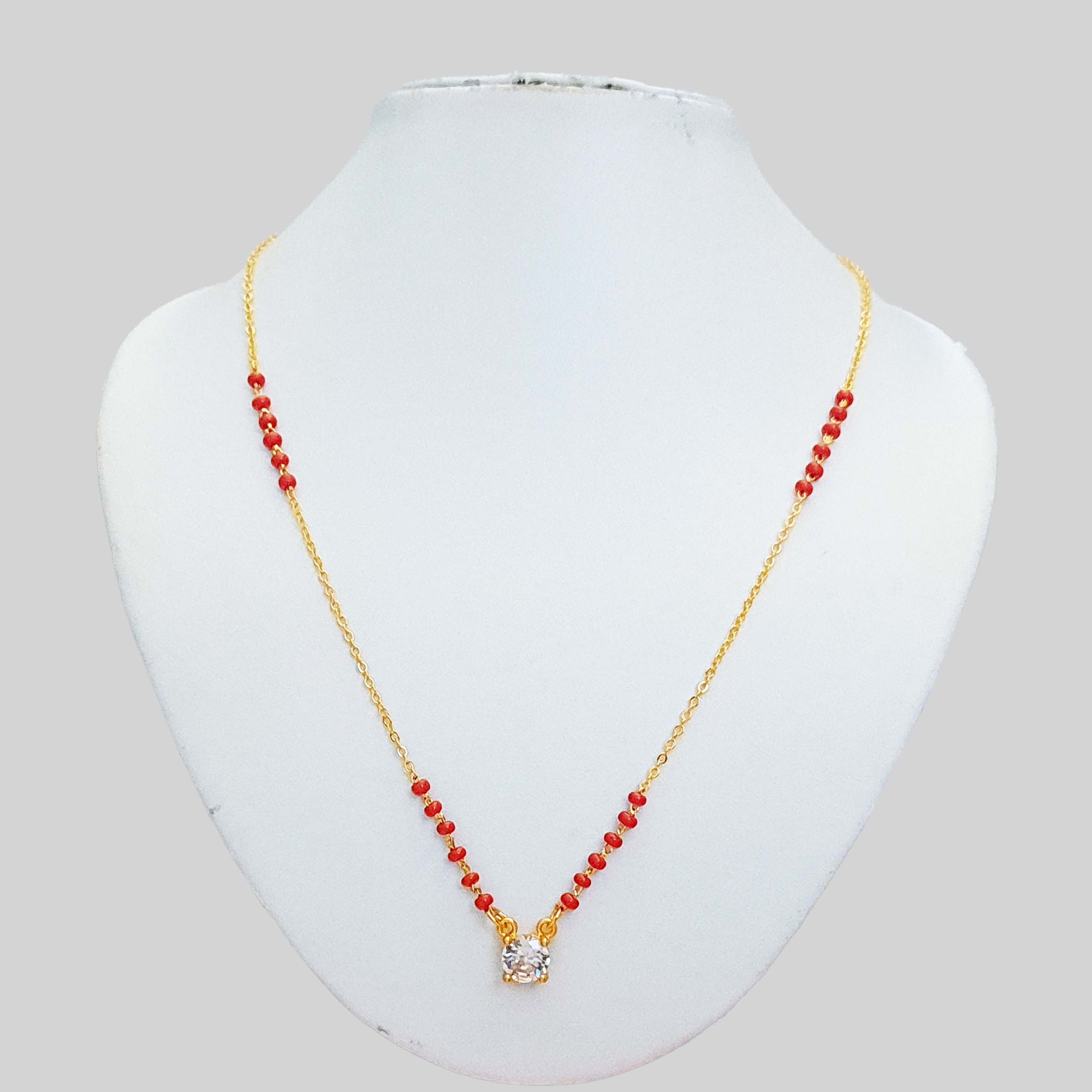 Stone Studded Pendant Mangalsutra Red Mangalsutra| Indian Mangalsutra For Married Women Butterfly Pendant Attractive Mangalsutra For Daily Use Engagement Mangalsutra Deisgn Dhatumix Mangalsutra Gold Plated Mangalsutra Putali Design Mangalsutra For Married