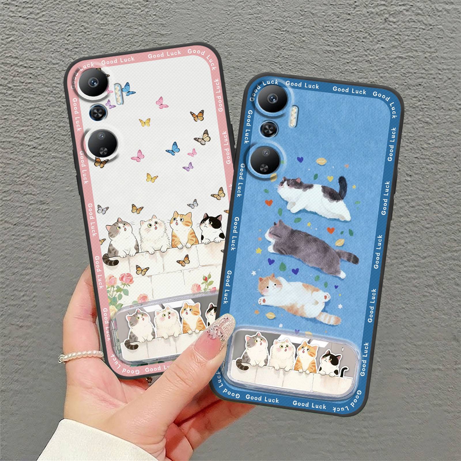 Makeup Mirror TPU Phone Case For infinix X6826/Hot20 4G/Free Fire Soft case Waterproof Cartoon Embroidery Fashion Design