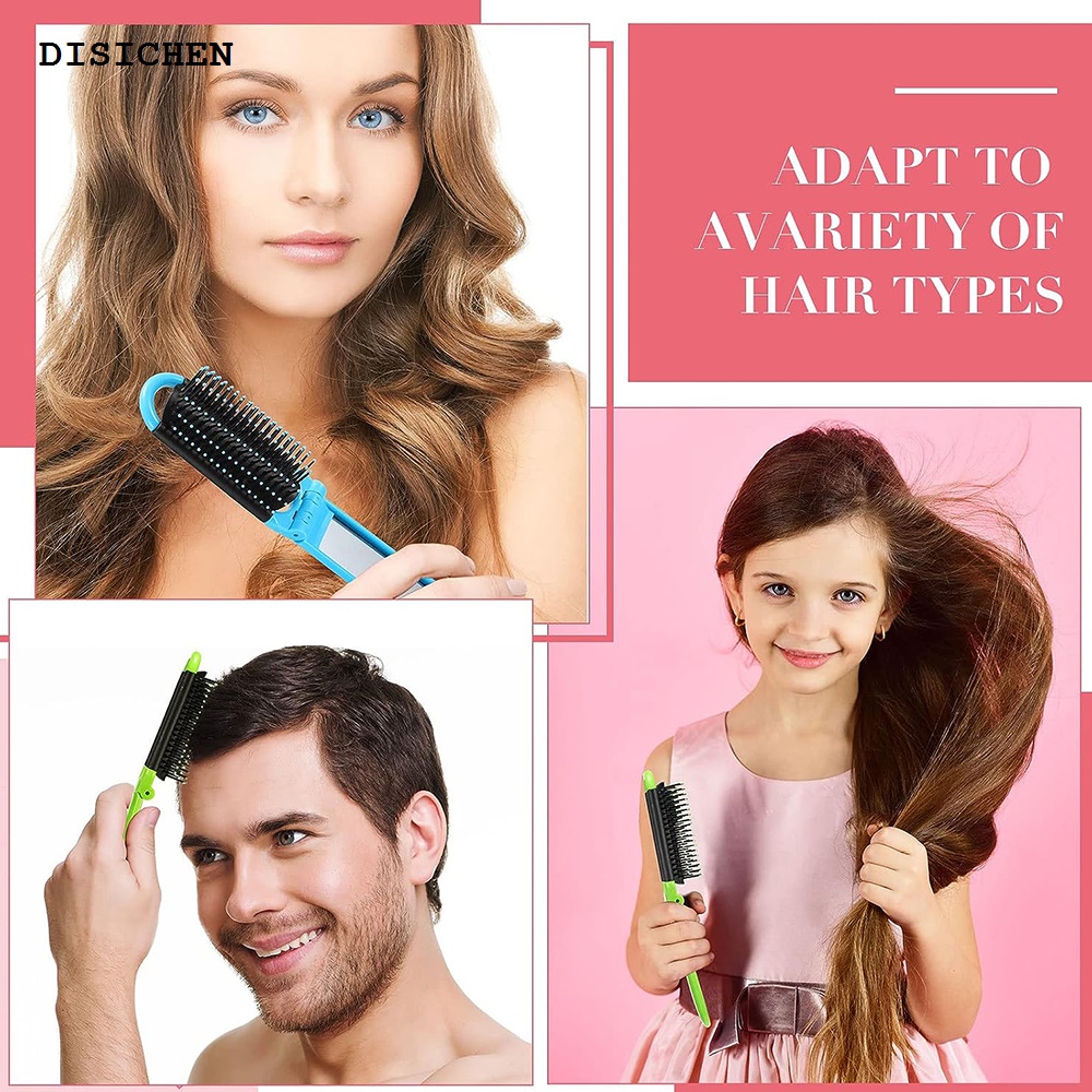 DISICHEN Special Portable Folding Hair Brush With Mirror Women Men Mini Pocket Hair Comb Hair Styling Tools For Outdoor Travel