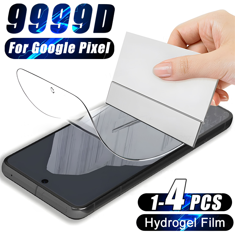 4Pcs 9D Full Cover Screen Protector Hydrogel Film For Google Pixel 8 7 6 Pro 7A 6A Protective Soft Films Not Glass Accessories