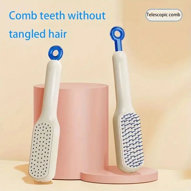 Self-Cleaning Hair Comb, Anti-Slip Hair Comb, Self Cleaning Massage Hair Brush - Easy Cleaning Hair Brush