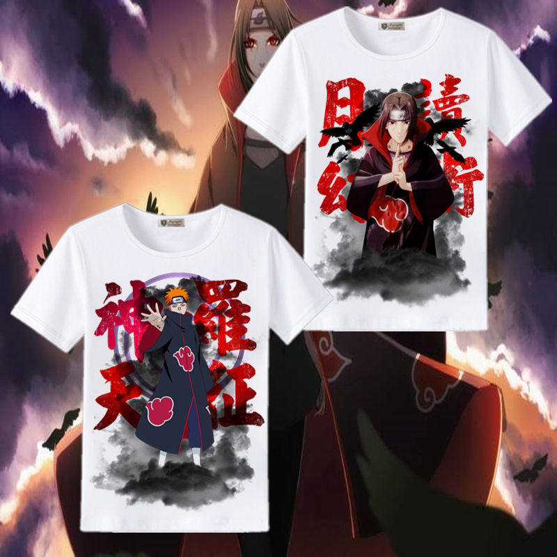 Naruto short sleeved t-shirt anime Sasuke Uchiha Itachi Naruto Uzumaki Payne periphery men's and women's clothes Summer