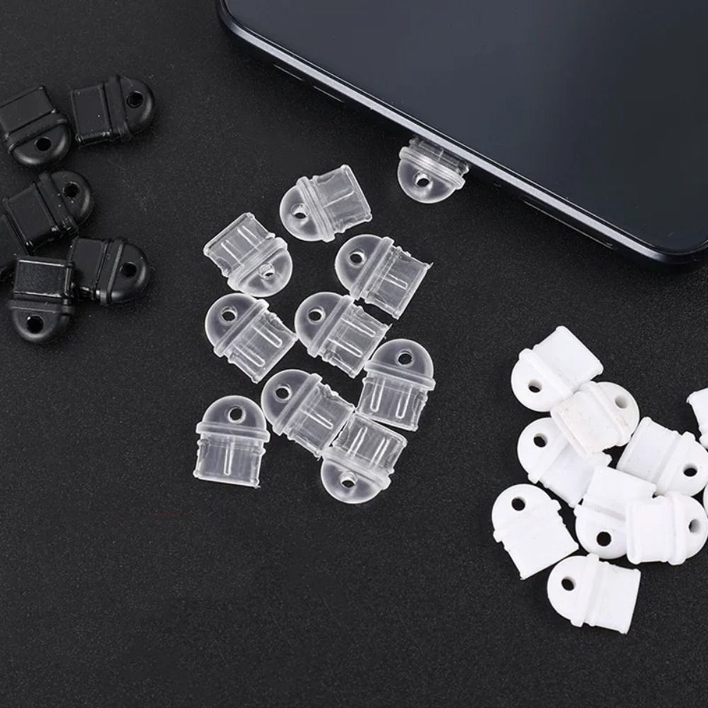 10pcs Stopper Cap Type C Anti-lost Dust Plug Waterproof DIY Widgets Mobile Phone Dust Plug Silicone Durable Charging Port Protector Phone Accessories