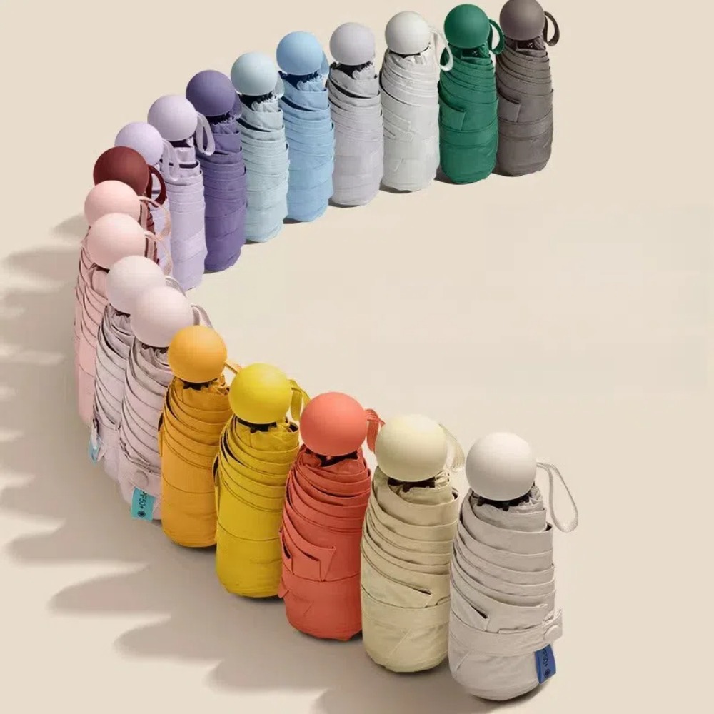 New Mini Capsule Folding Umbrella UPF50+ Portable Pocket Parasol Vinyl Dual Use Protection Travel Accessoreis for Outdoor