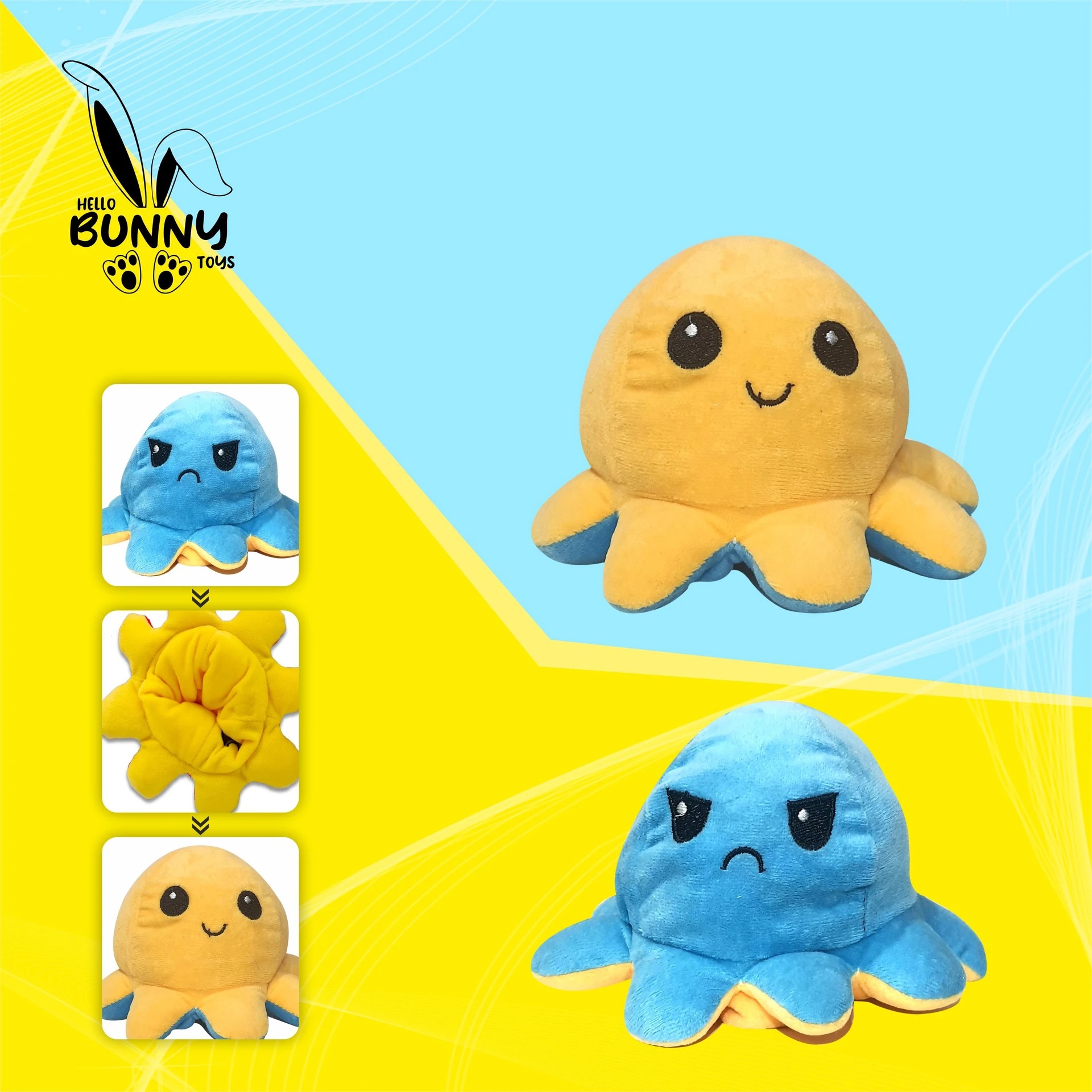 1 Piece Double Sided Flip Super Soft Reversible Octopus Doll
